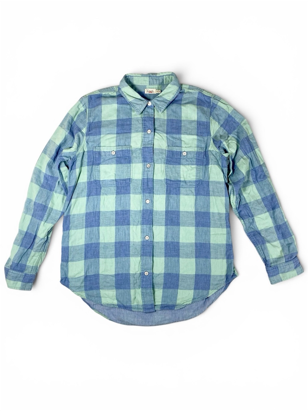 Faherty Belmar Workshirt Men’s M Teal Buffalo Check Plaid Cotton